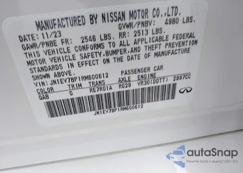 2024 Infiniti Q50 Luxe from USA, damaged, VIN JN1EV7BP1RM600612
